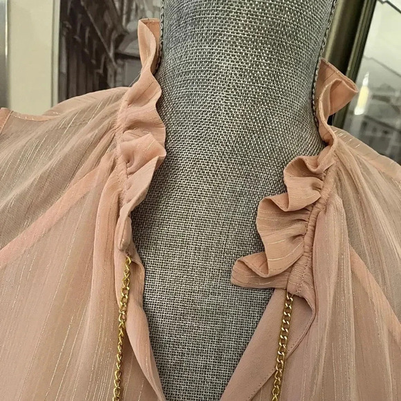 MICHAEL KORS Pink Sleeveless Blouse Gold Chain Detail, Size S - Picture 7 of 7